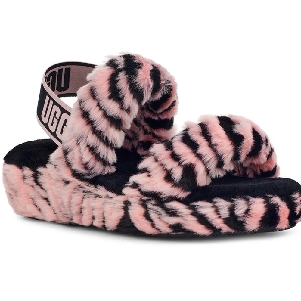 Ugg oh yeah pink scallop tiger slippers